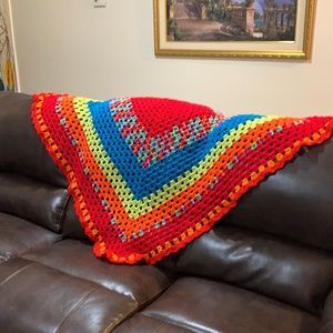 Colorful hand crochet quilt/throw